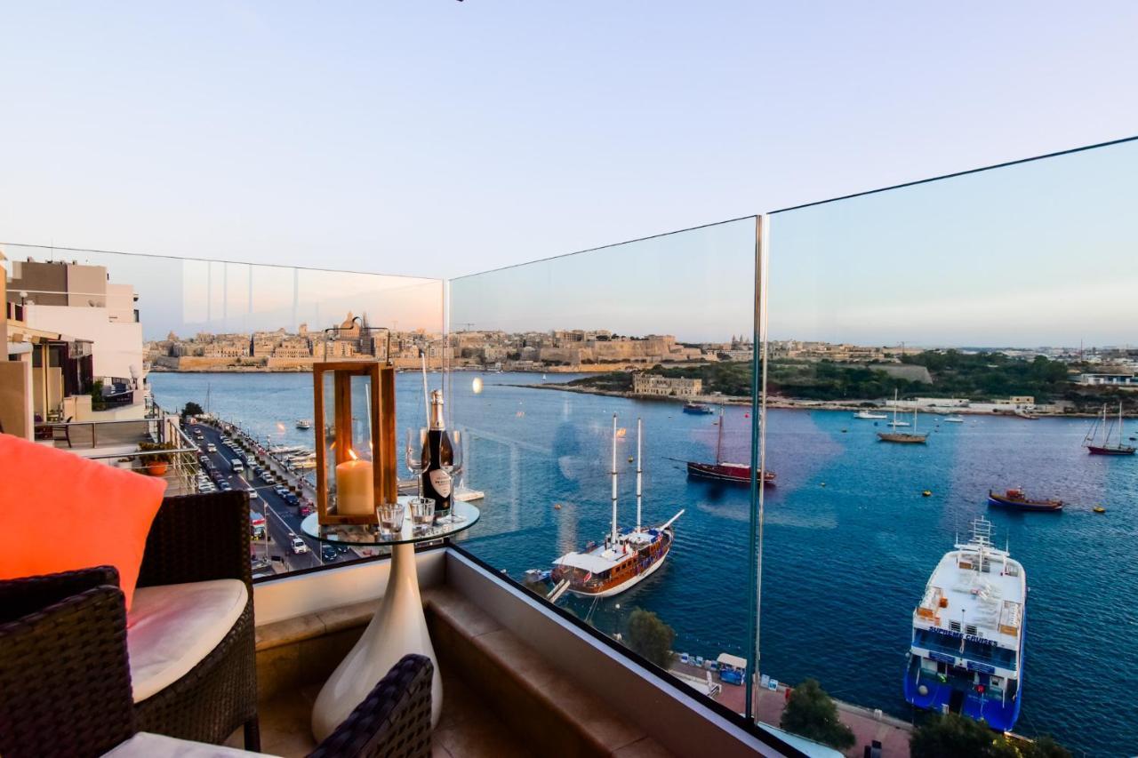 Unique Seafront Triplex Penthouse With Panoramic Bedroom & Rooftop Jacuzzi Overlooking Valletta Слима Экстерьер фото