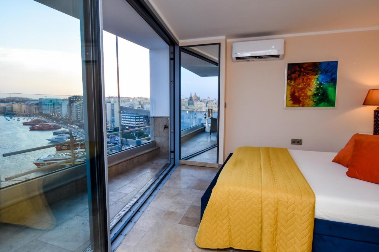 Unique Seafront Triplex Penthouse With Panoramic Bedroom & Rooftop Jacuzzi Overlooking Valletta Слима Экстерьер фото
