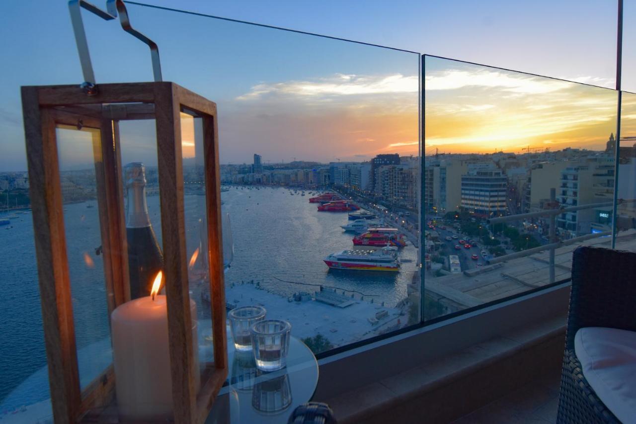 Unique Seafront Triplex Penthouse With Panoramic Bedroom & Rooftop Jacuzzi Overlooking Valletta Слима Экстерьер фото